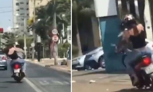 Vídeo: Casal troca socos em cima de moto em movimento 