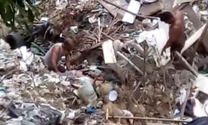 Vídeo: Homem se arrebenta ao cair de bicicleta em lixão e é hospitalizado em Manaus