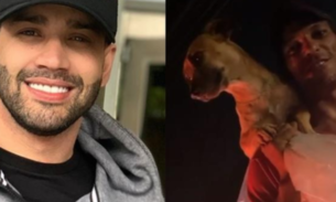 Gusttavo Lima ajuda catador de latinha com cachorrinho no colo 