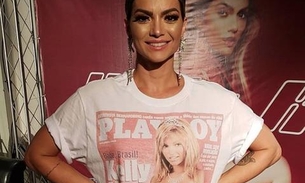  Kelly Key usa camiseta com foto de si mesma pelada na Playboy