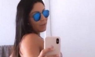 Na reta final de gravidez, esposa de Thammy ostenta bumbum em fio-dental