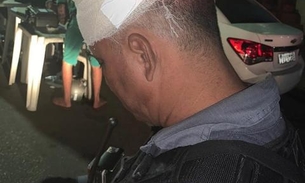 Motorista resiste à prisão e atinge cabeça de policial com garrafa de vidro em Manaus 