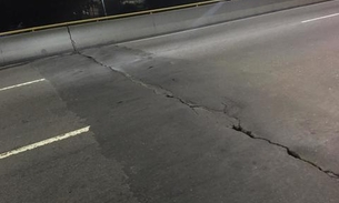 Motoristas apontam rachaduras no asfalto de viaduto em Manaus