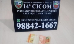 Jovem usa nota falsa em comércio, é pego e tenta agredir policiais em Manaus 