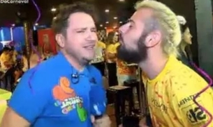 Afastado do Globo Esporte, Cartolouco tenta beijar repórter da RedeTV! ao vivo