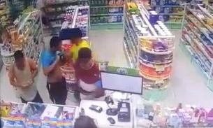 Vídeo mostra assaltantes tocando terror durante assalto a drogaria em Manaus 