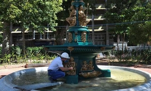 Obra da praça Dom Pedro II chega a 50% de conclusão em Manaus