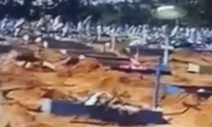 Jornal Nacional destaca recorde de enterros e caixões sendo empilhados em cemitério de Manaus