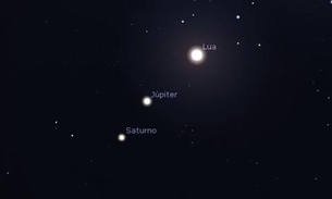 Lua, Júpiter e Saturno fazem conjunção no céu nesta madrugada