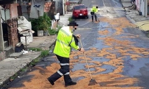 Após causar acidentes em série, ônibus que derramou óleo em pista é encontrado em Manaus