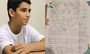 Conselheira tutelar mostrou carta de Natal escrita por Gerson de Melo Machado, o Vaqueirinho — Foto: Reprodução