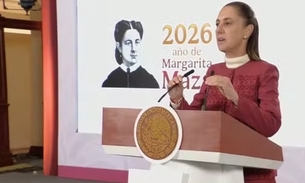 Claudia Sheinbaum na coletiva de imprensa — Foto: X / Reprodução