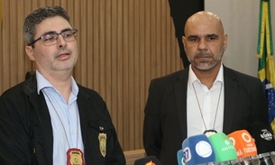 Ao lado esquerdo, delegado Mário Luiz Monteiro, adjunto da DERFD, e delegado Aldiney Nogueira, do DIP de Itapiranga. - Foto: Jander Robson/Portal do Holanda