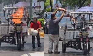 Homem apaga incêndio de motocicleta com Coca-Cola; vídeo impressionante