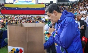 Nicolas Maduro convocou plebiscito neste domingo na Venezuela sobre a anexação de 70% do territória da Guiana Foto: Reprodução/Twitter