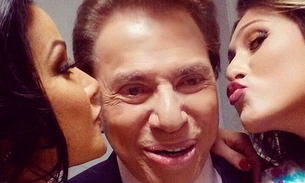 Silvio Santos ganha beijo duplo de Ganzarolli e Lívia Andrade