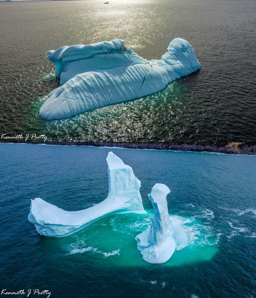 O engenheiro tinha feito uma foto da mesma geleira 9 dias antes dela derreter em formato de pênis - Foto: Reprodução Facebook Ken Pretty