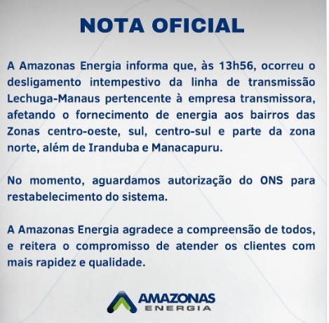 Foto: Reprodução/ Instagram Amazonas Energia