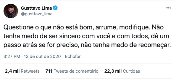 Cantor comentou indiretamente sobre o assunto no Twitter - Foto: Reprodução/ Twitter 