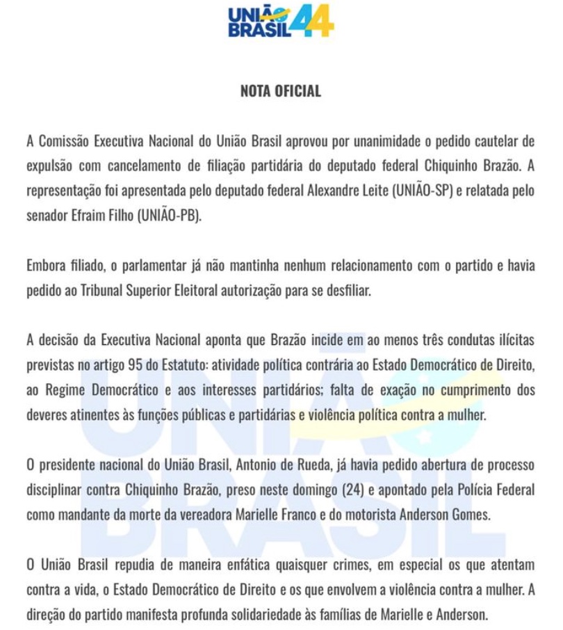 Fonte: União Brasil / Instagram