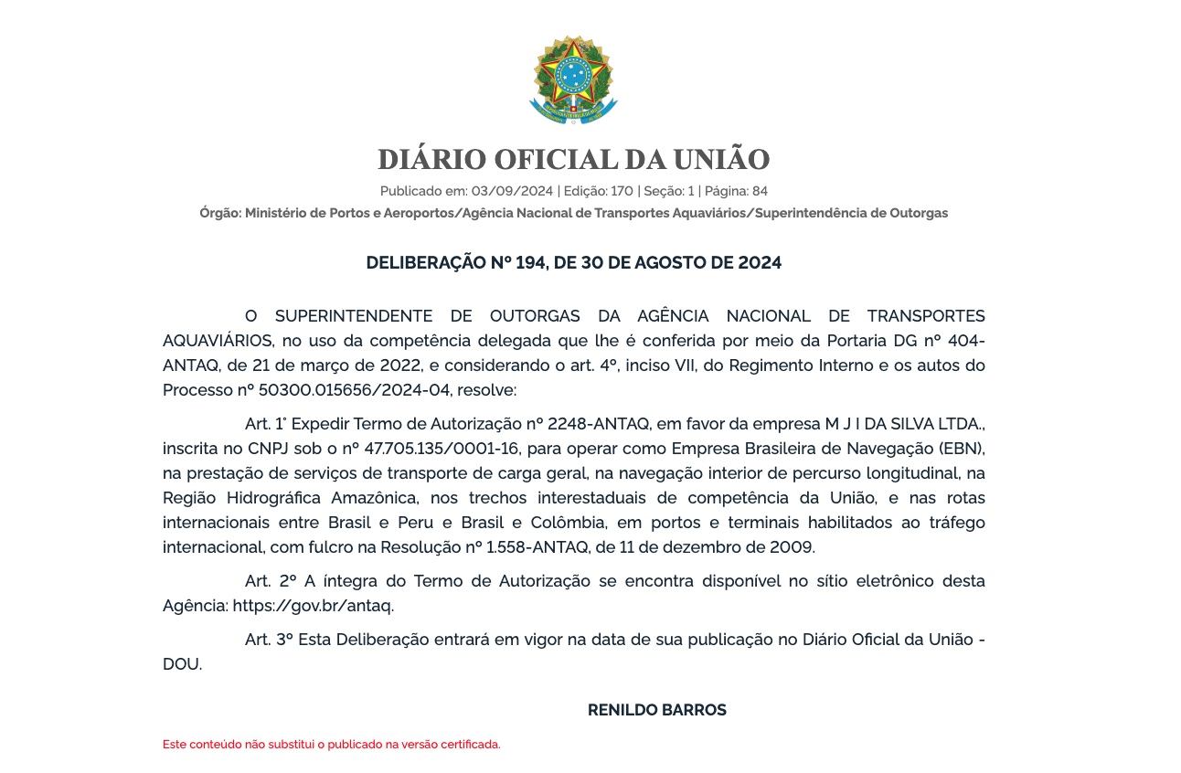 Fonte: Diário da União de terça-feira (3) 