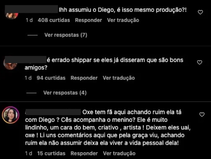 Algumas reações no post feito por Bianca - Foto: Reprodução