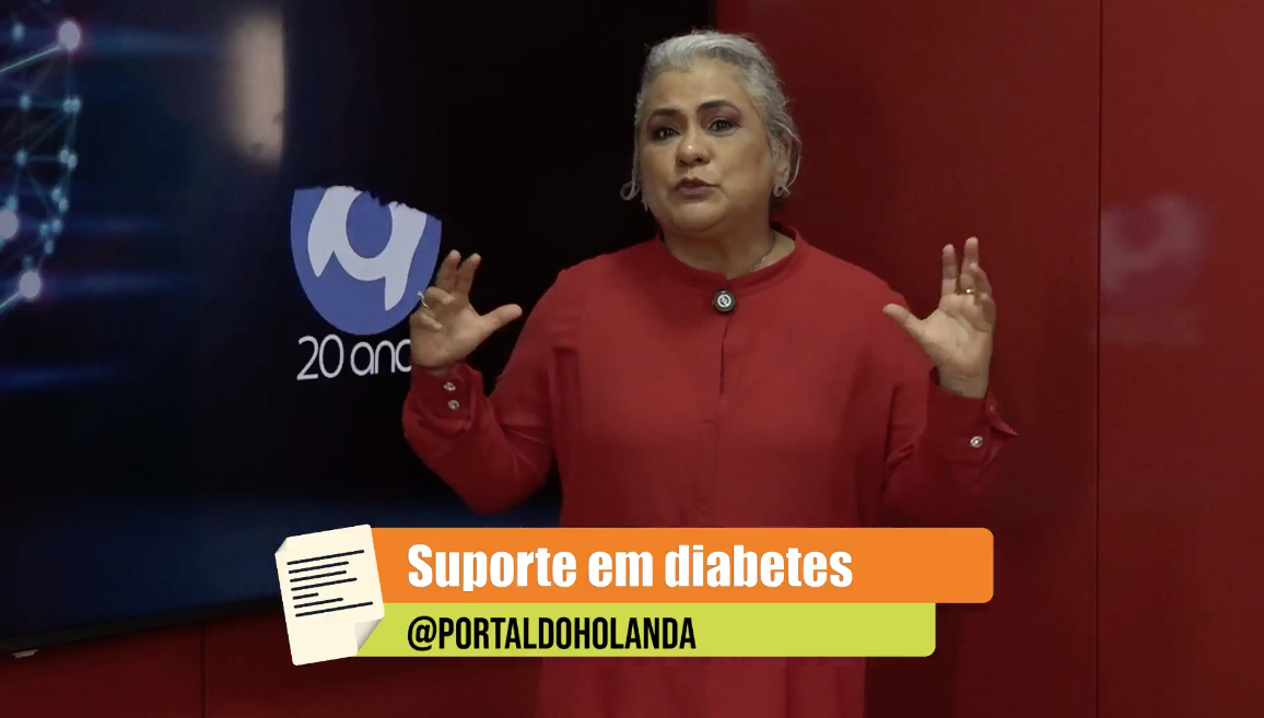 A apresentadora Ednilza abordou o tema suporte em diabetes no quadro Leia a Bula, em reprodução na página do Facebook do Portal do Holanda.