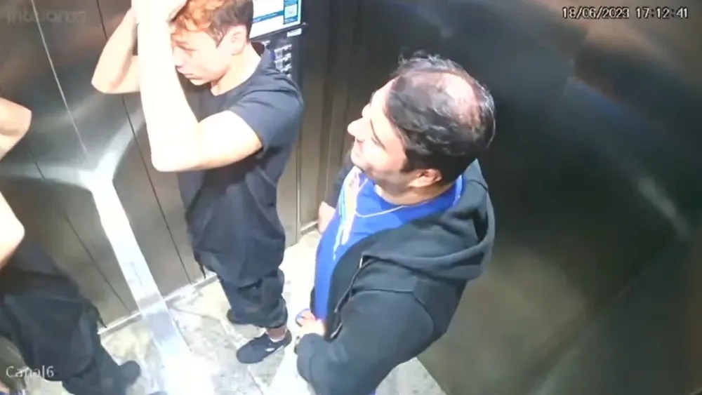 Imagens do elevador mostra Breno e David. - Foto: Divulgação PC-ES