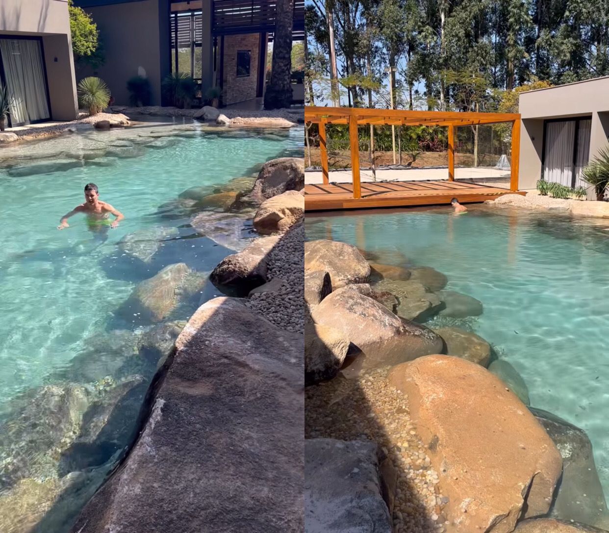 Rodrigo Faro curtindo seu lago artificial - Imagens: Reprodução/Instagram