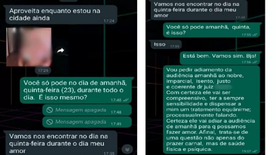 O advogado ainda anexou no pedido uma suposta conversa com a mulher que ele encontraria em Goiás Imagem: Reprodução