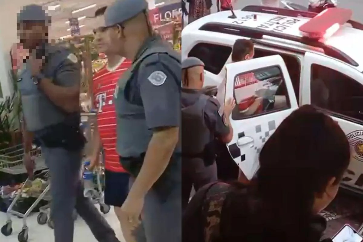 Suspeito Tiago Gomes de Souza sendo preso. - Foto: Reprodução