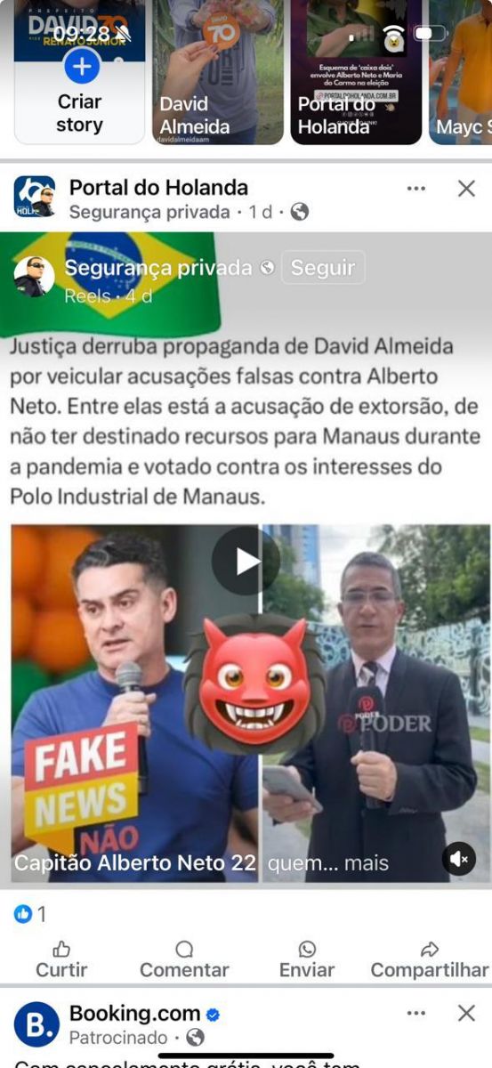 Notícia Fake veículada à pagina