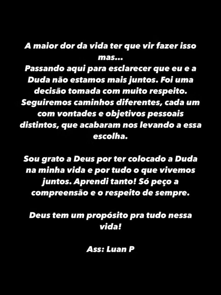 Foto: Reprodução Instagram Luan Pereira