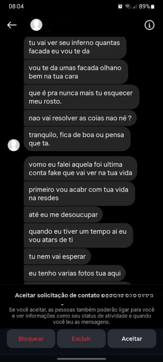 Ameaças que ele fazia por mensagem -  Foto: Divulgação