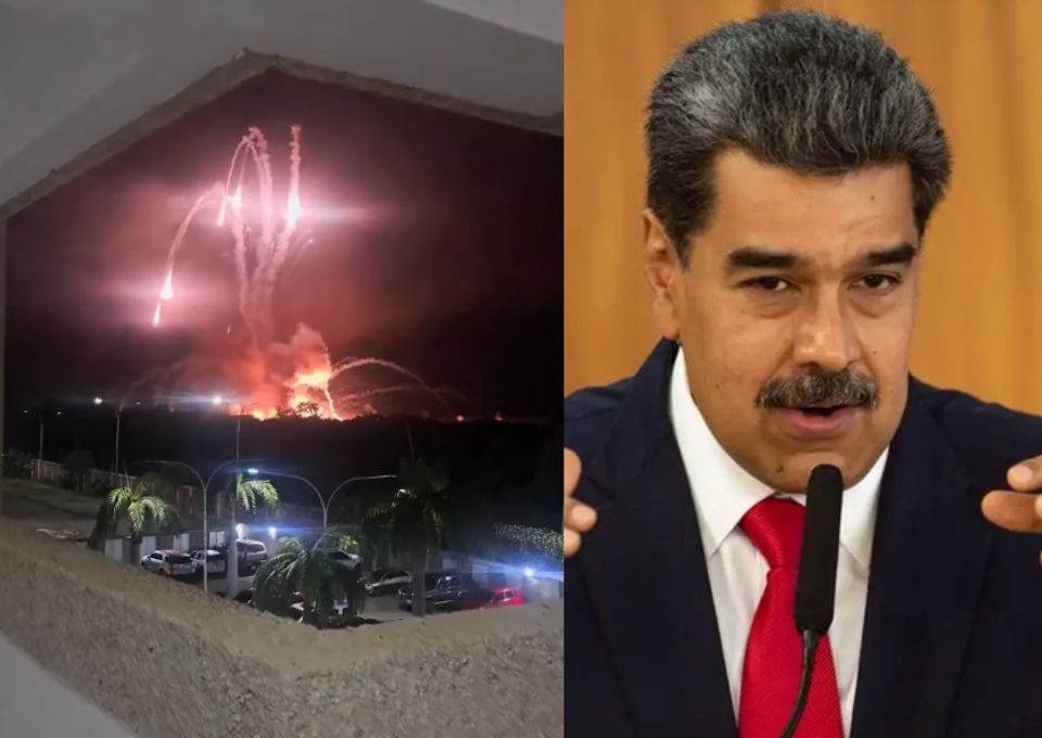 O presidente dos Estados Unidos confirmou o ataque e afirmou que Maduro, acompanhado da esposa, foi retirado do país. Reprodução de Imagem