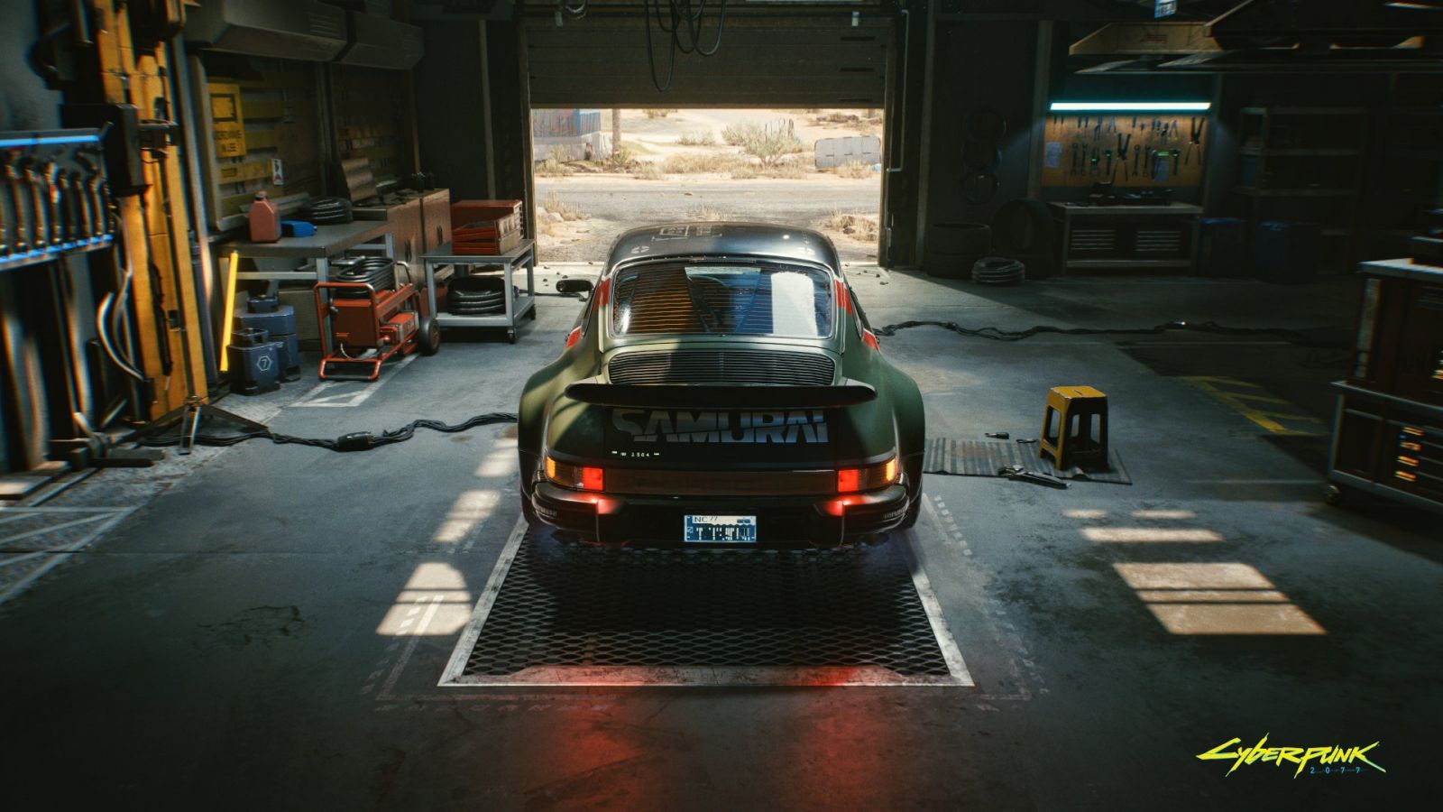 Traseira de Porsche de Cyberpunk 2077