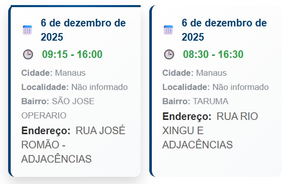 Locais afetados: Foto: Divulgação