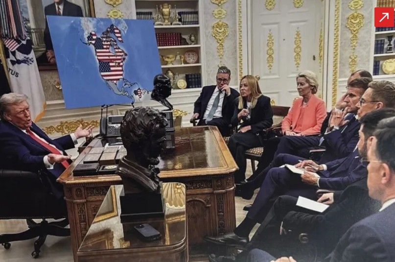 Foto: Imagem gerada por IA publicada por Trump mostrando países com bandeira americana