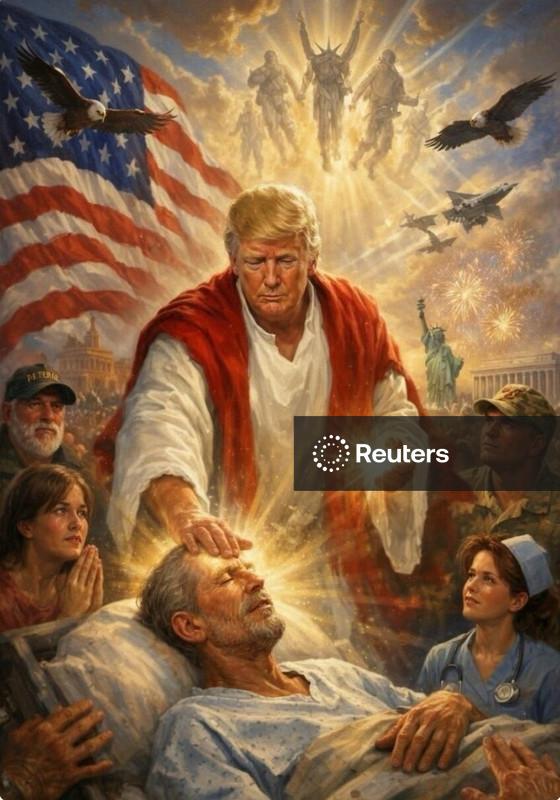 Trump publica imagem de IA que o retrata como figura semelhante a Jesus após atrito com papa Leão