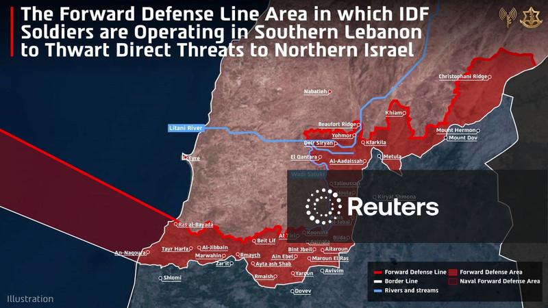 Militares israelenses publicam mapa do sul do Líbano sob seu controle