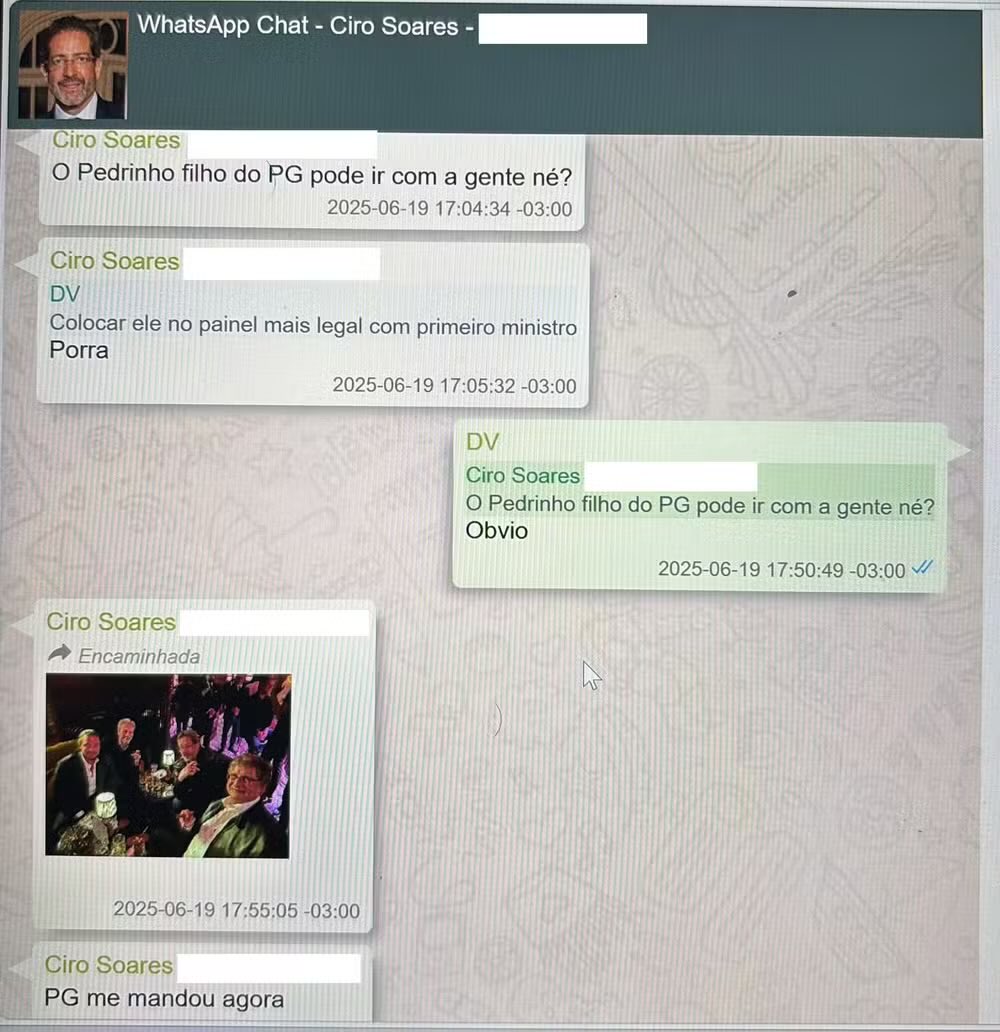 Imagem apreendida pela Polícia Federal mostra Gonet e Vorcaro juntos em Londres